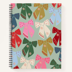 Retro Christmas Bows Coquette Notizbuch