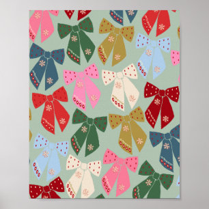 Retro Christmas Bows Coquette Poster