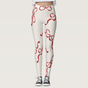 Retro Christmas Bows Holiday Classic rot Leggings
