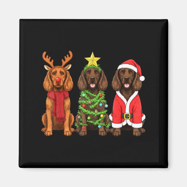 Retro Christmas Boykin Spaniel Santa Reindeer Dog  Magnet (Vorne)