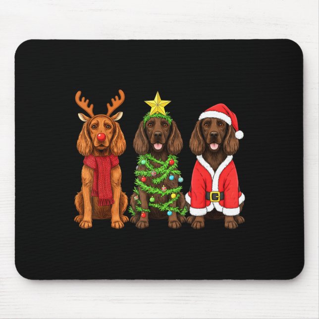 Retro Christmas Boykin Spaniel Santa Reindeer Dog  Mousepad (Vorne)