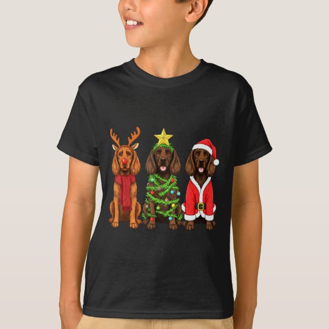 Retro Christmas Boykin Spaniel Santa Reindeer Dog  T-Shirt (Vorderseite)