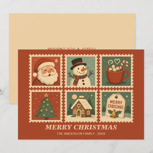 Retro Christmas Briefmarke Collage Feiertagskarte