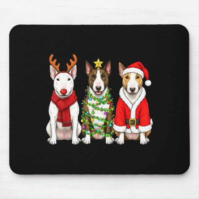 Retro Christmas Bull Terrier Santa Reindeer Dog Lo Mousepad (Vorne)