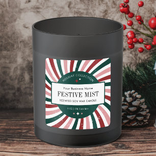 Retro Christmas Candle Label Weihnachtsverpackung Quadratischer Aufkleber