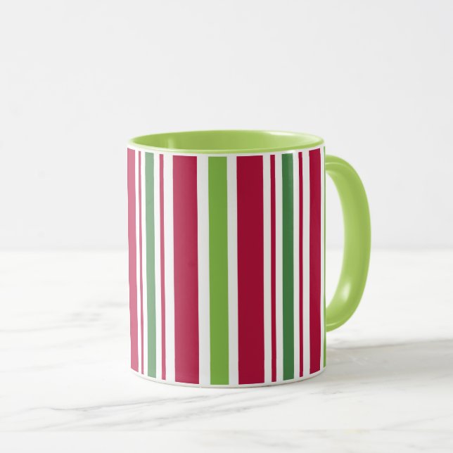 Retro Christmas Candy Stripes Coffee Tasse Geschen (VorderseiteRechts)