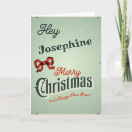 Retro Christmas Card Editierbarer Name auf Vorders Feiertagskarte