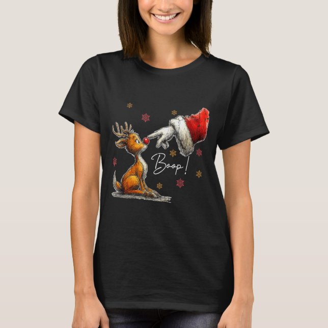 Retro Christmas Cartoon Boop, Christmas Reindeer  T-Shirt (Vorderseite)