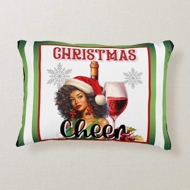 Retro Christmas Cheers Pinup Dekokissen (Rückseite)