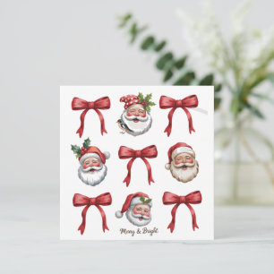 Retro Christmas Coquette Bow Vintag Santa Niedlich Feiertagskarte