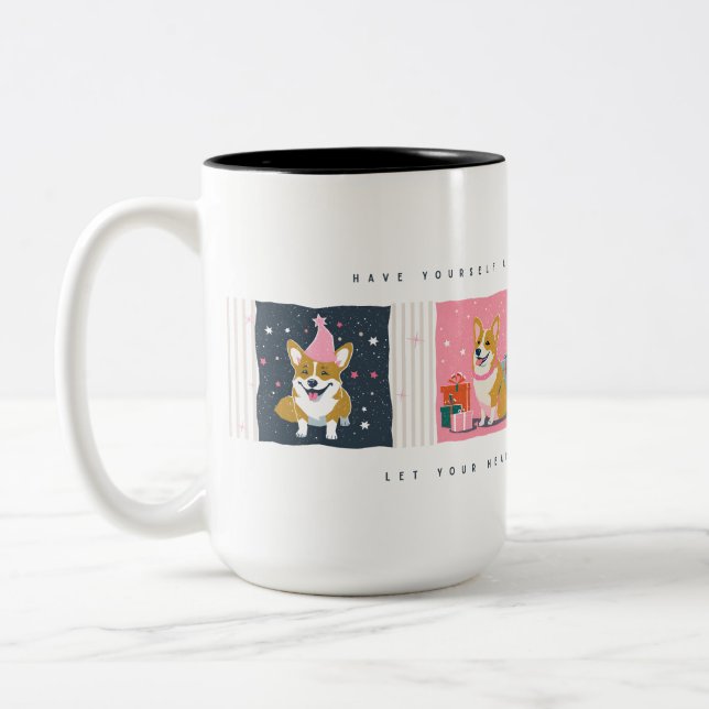 Retro Christmas Corgi Tasse (Links)