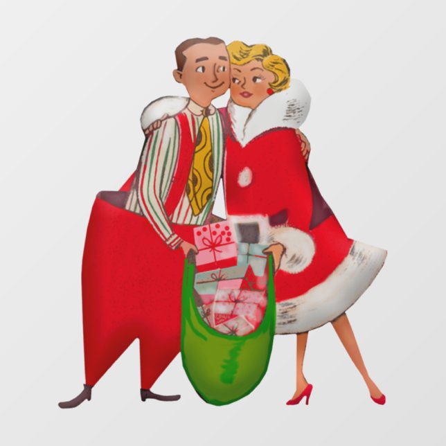 RETRO CHRISTMAS COUPLE WINDOW CLING FENSTERAUFKLEBER (Blatt)