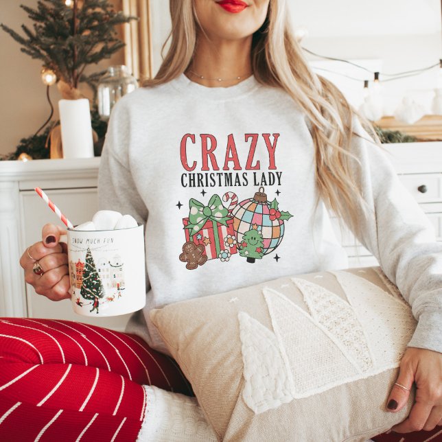 Retro Christmas Crazy Christmas Lady Sweatshirt (Von Creator hochgeladen)