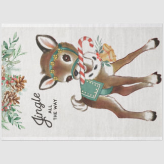 Retro Christmas Deer und Candy Cane Seidenpapier