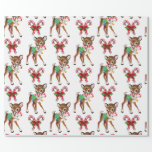 Retro Christmas Deer und Candy Canes Geschenkpapier<br><div class="desc">Niedliches Weihnachtsdesign mit farbenfrohen Weihnachtshirschen und Zuckerrohrmotiven.</div>