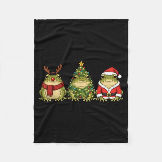 Retro Christmas Desert Rain Frog Santa Reindeer  Fleecedecke (Vorderseite)