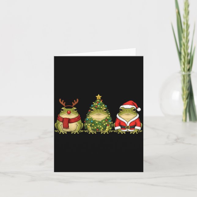 Retro Christmas Desert Rain Frog Santa Reindeer  Karte (Vorderseite)