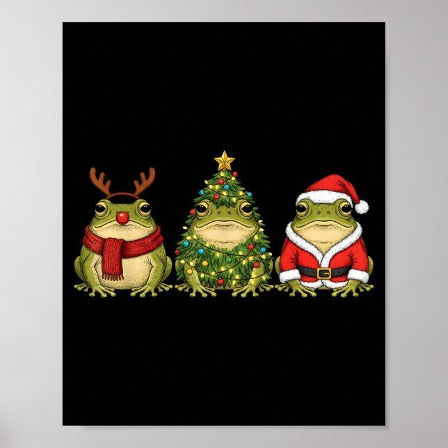 Retro Christmas Desert Rain Frog Santa Reindeer  Poster (Vorne)