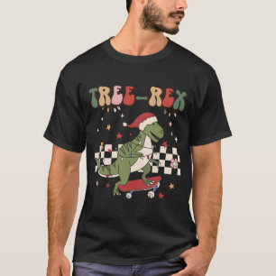 Retro Christmas Dinosaur Tree Rex Pajamas Trex Ska T-Shirt