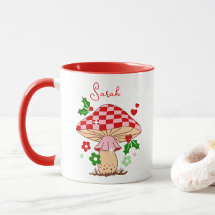 Retro Christmas Disco Ball Mushroom Tasse