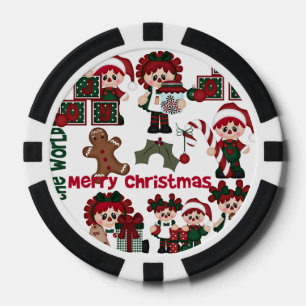 Retro Christmas Doll Pattern Pokerchips