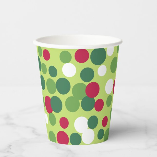 Retro Christmas Dots Kaffee Party Drink Pappbecher (Vorderseite)