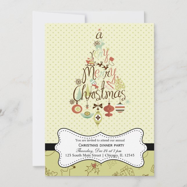 Retro Christmas Einladung (Vorderseite)