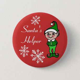 Retro Christmas Elf Button