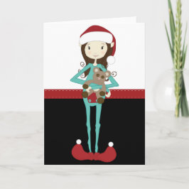 Retro Christmas Elf Feiertagskarte