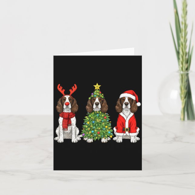 Retro Christmas English Springer Spaniel Santa Rei Karte (Vorderseite)