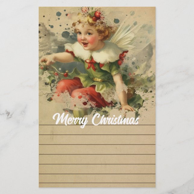 Retro Christmas Fairy Briefpapier (Vorderseite)