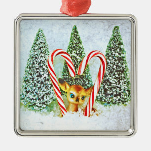Retro Christmas Fawn Ornament Aus Metall