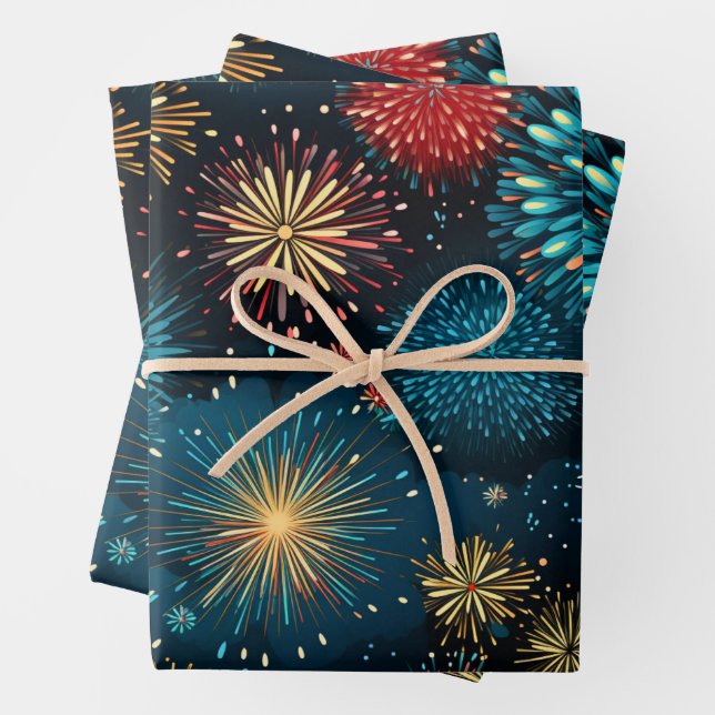 Retro Christmas Fireworks Geschenkpapier Set (Beispiel)