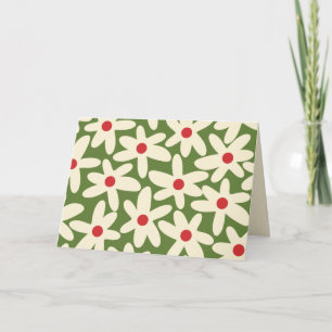 Retro Christmas Floral Daisy Muster Karte