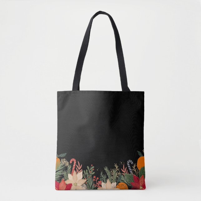 Retro Christmas floral pattern in black (Vorderseite)