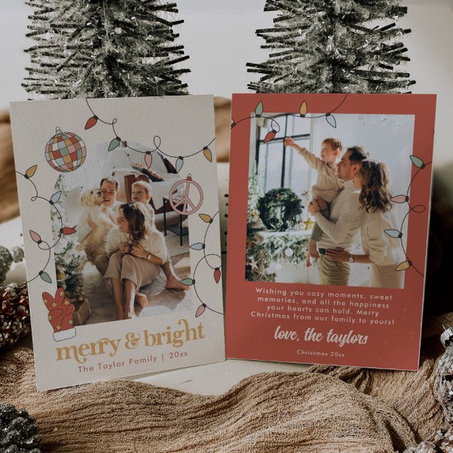 Retro Christmas Foto Familienweihnachtskarte Feiertagskarte (Von Creator hochgeladen)