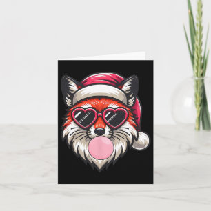 Retro Christmas Fox Weihnachtsmannmütze blasen Bla Karte