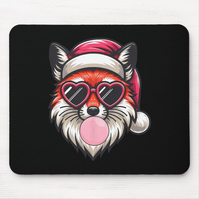 Retro Christmas Fox Weihnachtsmannmütze blasen Bla Mousepad (Vorne)