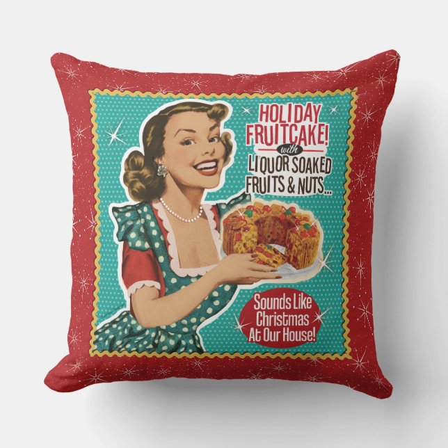 Retro Christmas Funny als Fruitcake Kissen (Vorderseite)