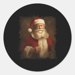 Retro Christmas Funny Trump Weihnachtsmann Vintag Runder Aufkleber