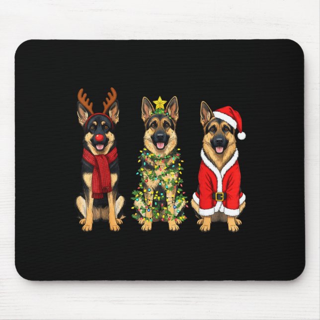 Retro Christmas German Shepherd Santa Reindeer Gsd Mousepad (Vorne)
