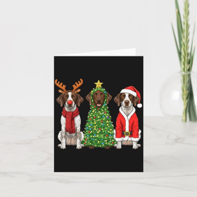 Retro Christmas German Shorthaired Inter Santa Rei Karte (Vorderseite)