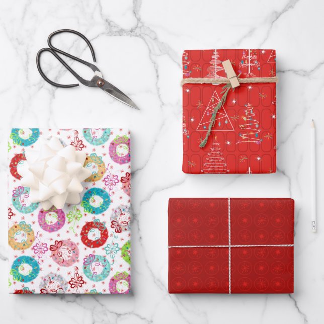 Retro Christmas Geschenkpapier Set (Vorderseite)