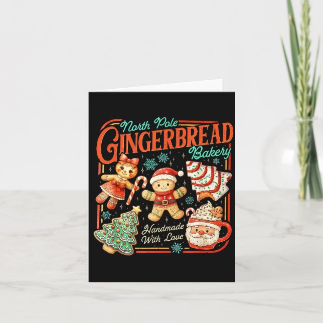 Retro Christmas Gingerbread Bakery North Le Cookie Karte (Vorderseite)