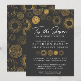 Retro Christmas Gold Burton Festtagsessen / Party Einladung