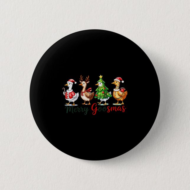 Retro Christmas Goose Xmas Merry Goosmas  Button (Vorderseite)