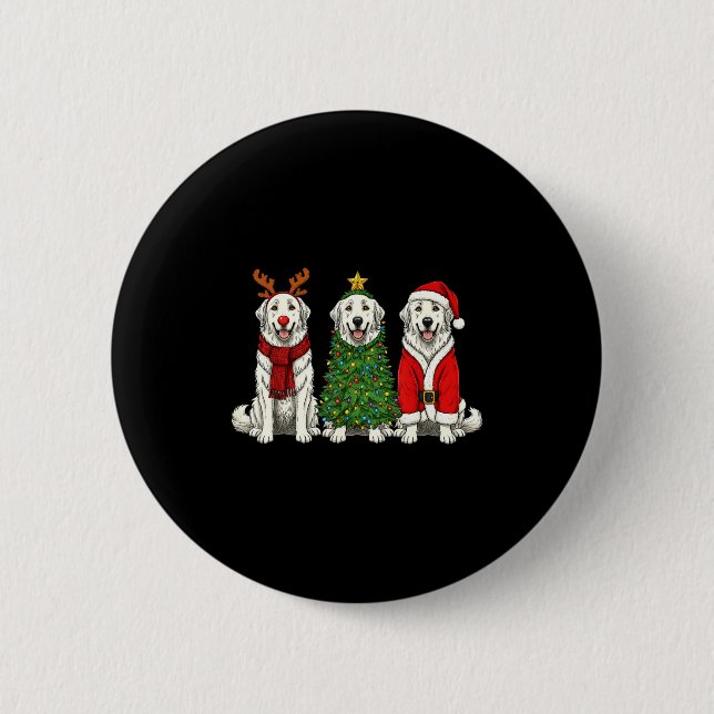 Retro Christmas Great Pyrenees Santa Reindeer Dog  Button (Vorderseite)