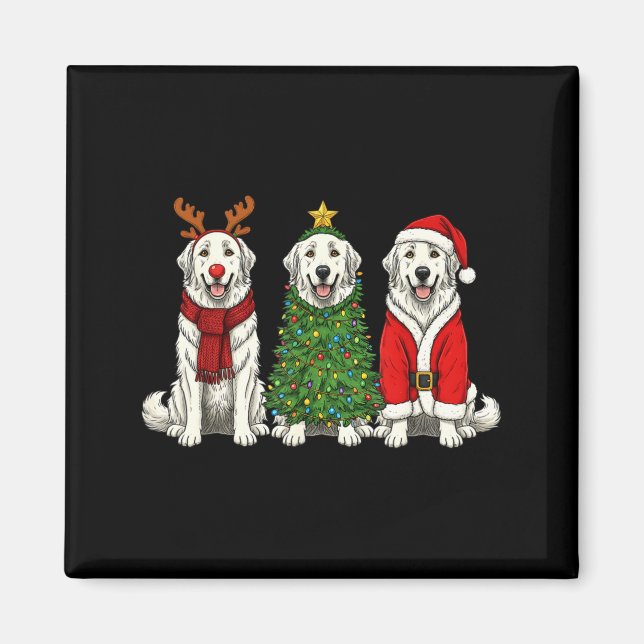 Retro Christmas Great Pyrenees Santa Reindeer Dog  Magnet (Vorne)