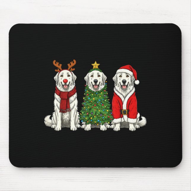 Retro Christmas Great Pyrenees Santa Reindeer Dog  Mousepad (Vorne)