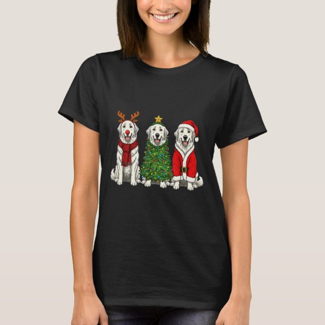 Retro Christmas Great Pyrenees Santa Reindeer Dog  T-Shirt (Vorderseite)